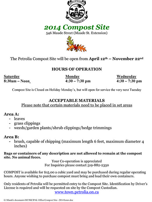 Compost Schedule 2014